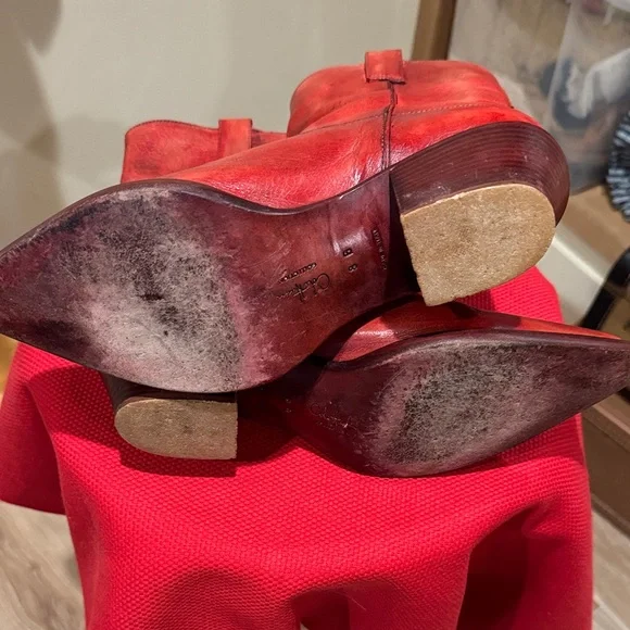 Cole Haan Red Leather Heeled Boots - Picture 3 of 10